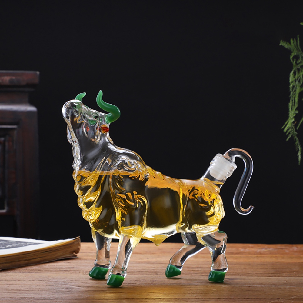 1 sztuk zwierząt butelka ręcznie robione szkło butelka z alkoholem szkło byka kształt butelki robić wina i napojów spirytusowych Whisky karafki,