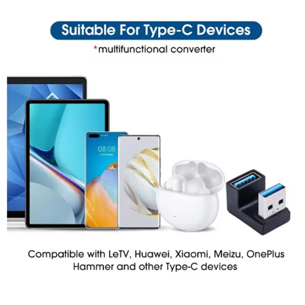90/180 -graders vinkel c-adapter c usb c otg till usb-omvandlare u-formad usb -c 3.0 -kontakt för android-dator, telefon, surfplatta