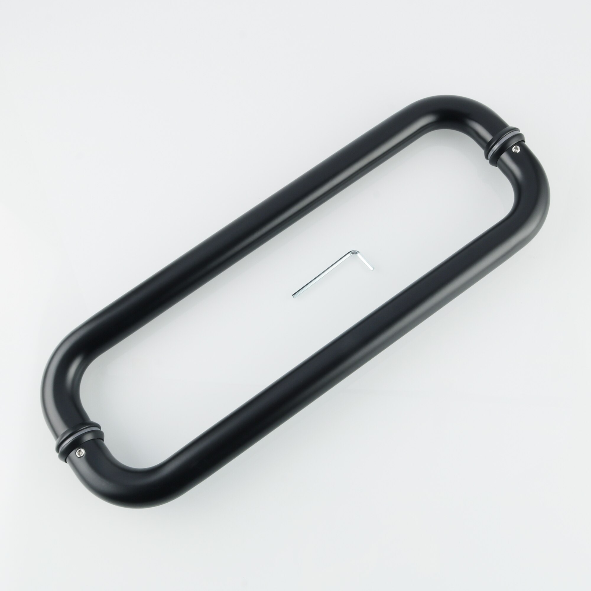 10/14/18 Inch Square Tubular Glass Door Handle Black 304 Stainless Steel Sliding Barn Door Handle for3-20mm glass wood door