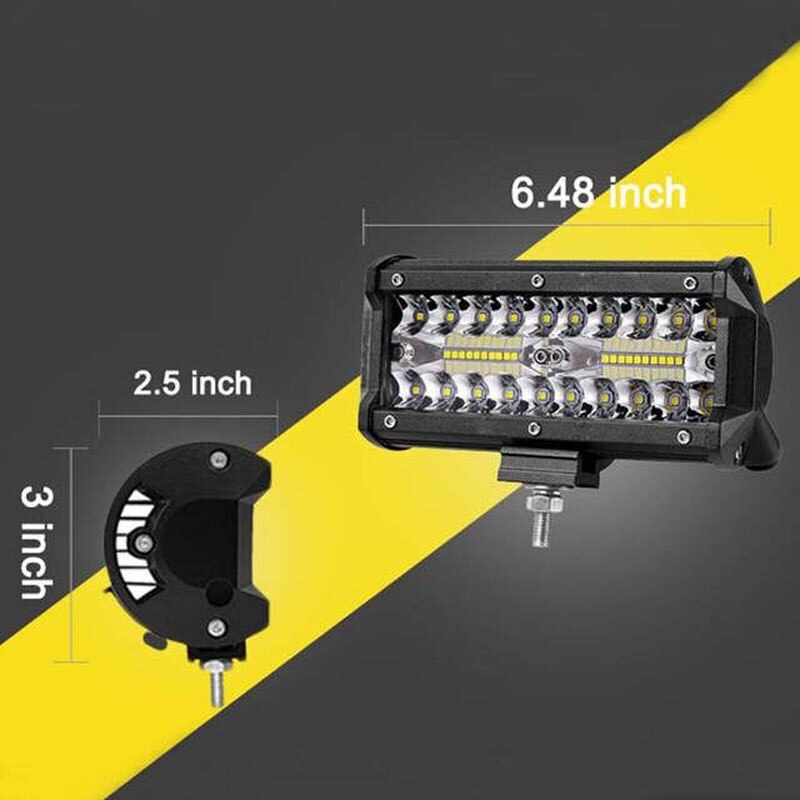 Led arbejdslys 7 " 12v led bjælker 144w led bar bil off road 4 x 4 oversvømmelse spotlight tilbehør til motorcykel suv atv traktor led rampe