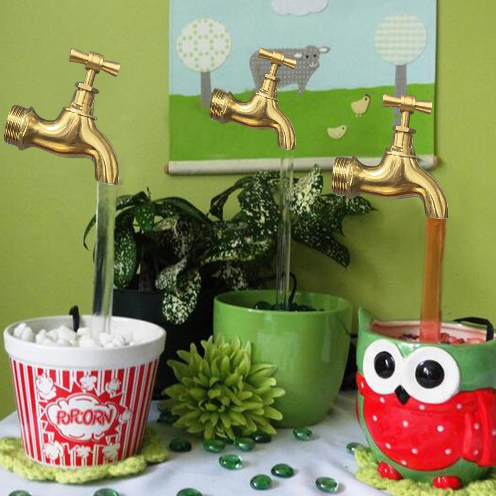 Invisible Flowing Spout Watering Can Fountain Yard Art Decor Magic Tap Running Water USB C1