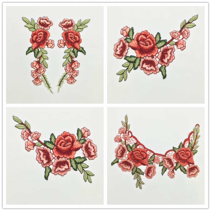 Parches bordados de rosas Para coser/planchar Para Ropa, Parches Para Ropa, apliques artesanales, accesorios de Ropa diy, pegatina de tela