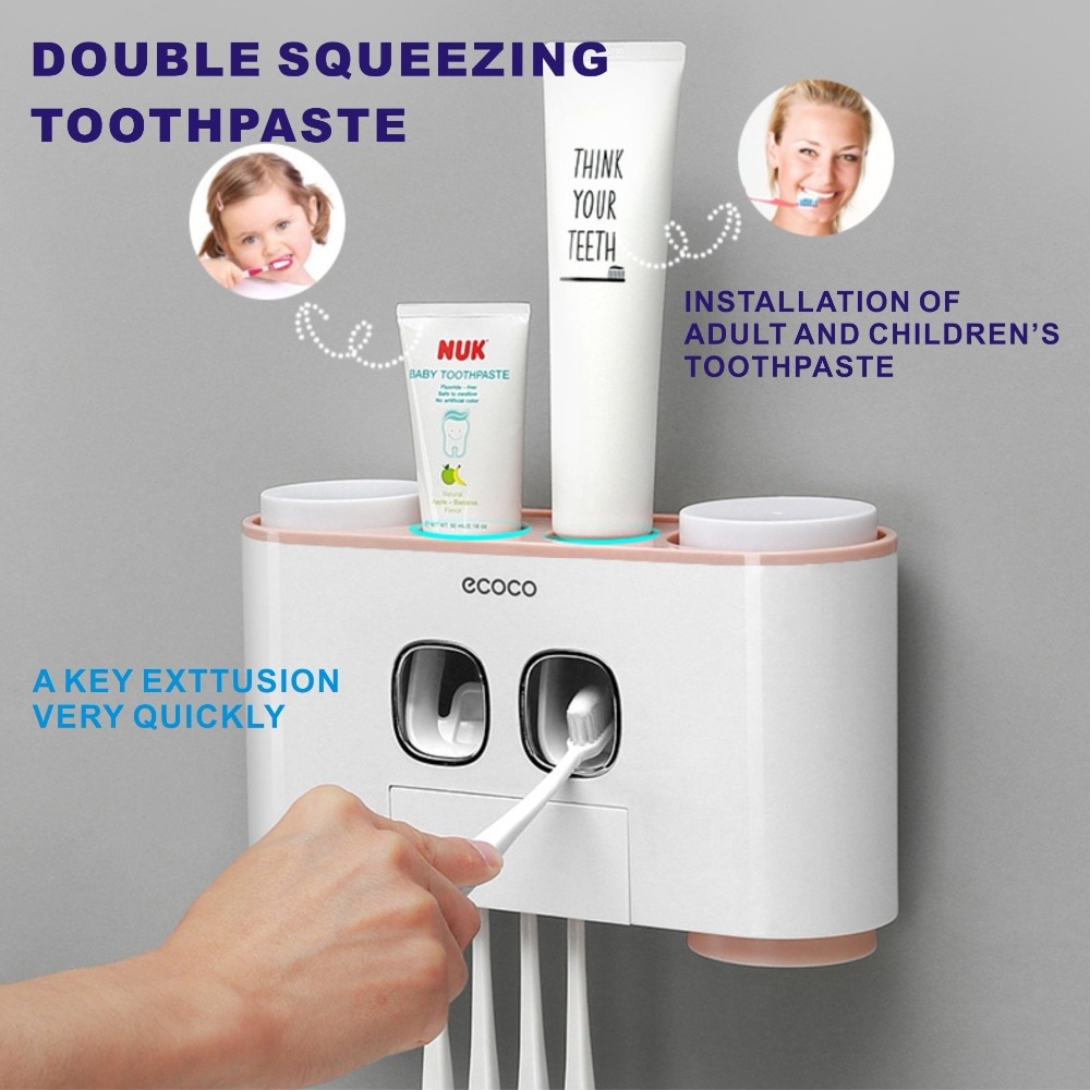5 Rekken Stofdicht Tandenborstelhouder Met Cups Tandpasta Dispenser Automatische Tandpasta Knijper Badkamer Accessoires
