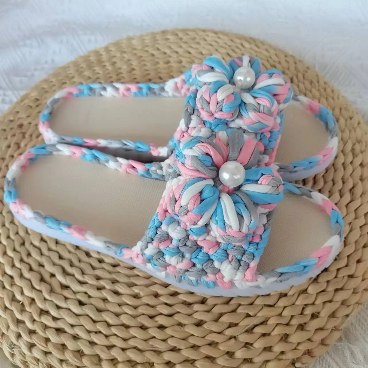 Katoen platte draad DIY T-shirt garen haak snoep kleuren naaien & breien benodigdheden materialen voor tas pantoffels sandalen handgemaakt