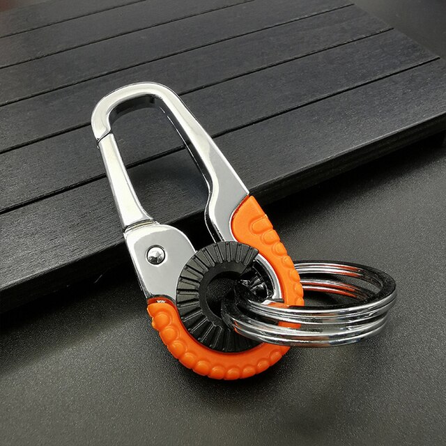 Durable Keychain Hook Stainless Steel Buckle Outdoor Carabiner Climbing Tool Double Ring Car Fishing Keyring Car Accessories: Orange