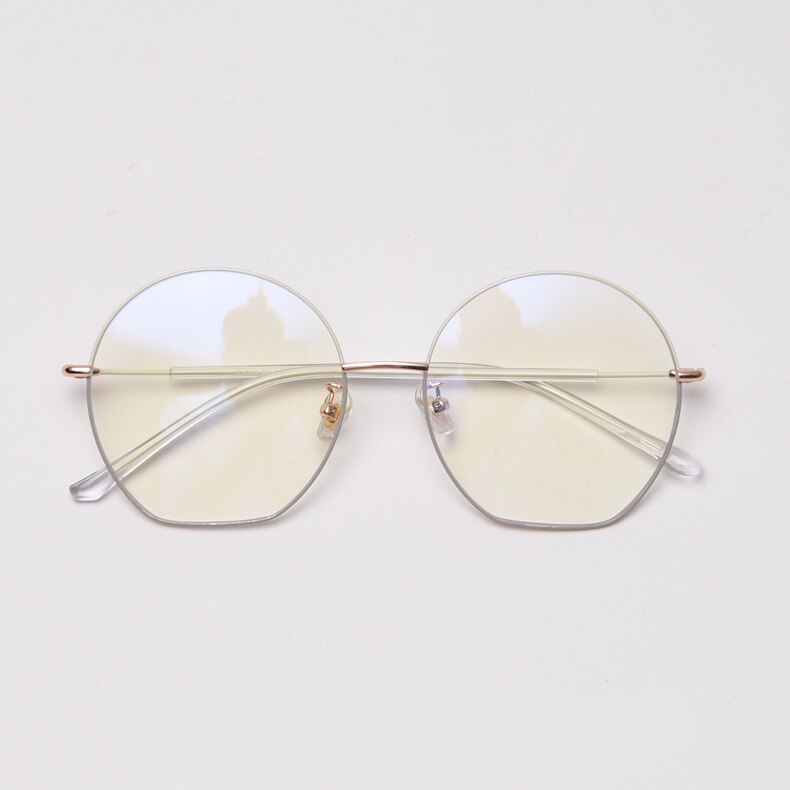 49432 Semicircle Oversized Metal Glasses Frames Ultralight Men Women Optical Computer Glasses: C5Silver-GreenGray