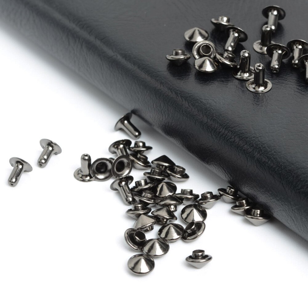 Juego de remaches rápidos de seta de Metal negro, tachuelas, punta de clavícula, pulsera Artesanal de cuero, costura de ropa, bolso cinturón, suministros Punk, 100