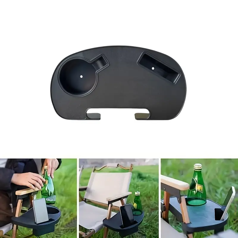Plastic universele stoel bekerhouder snackbak voor vrijetijdsstoel, tuinstoel, ligstoel, clip zijtafel (exclusief stoelen)
