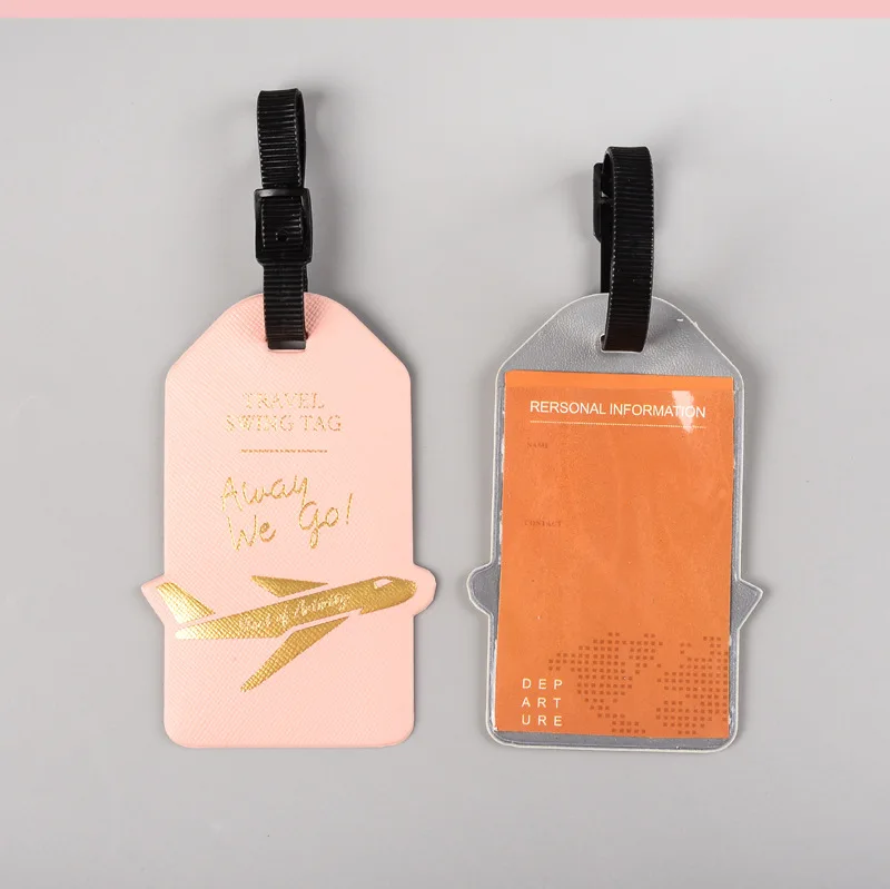 Vrouwen Mannen Label Koffer Tags ID Adres Houder Bagage Boarding Reisaccessoires Creatieve Vliegtuigen PU Lederen Bagagelabels