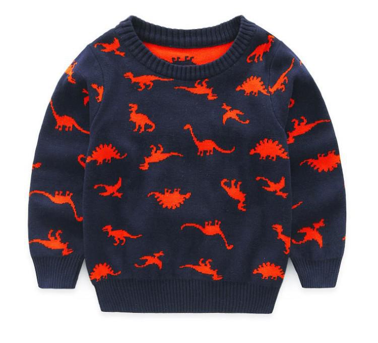 freundlicher Kleidung Herbst Winter Unterwäsche zur Seite fahren Karikatur Dinosaurier Spitzen Baby Jungen Lange Ärmeln Mantel freundlicher Winter zur Seite fahren: Marine / 5T