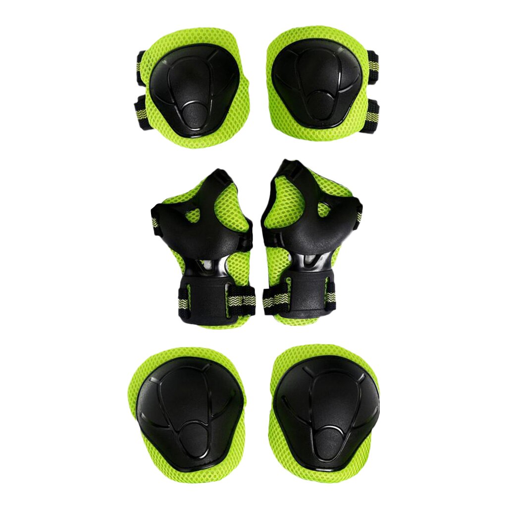 6 Pcs Kid Kind Rolschaatsen Fiets Skateboard Helm Knie Pols Guard Elleboog Pad Voor Sport Veiligheid Sportkleding Toegang: Green