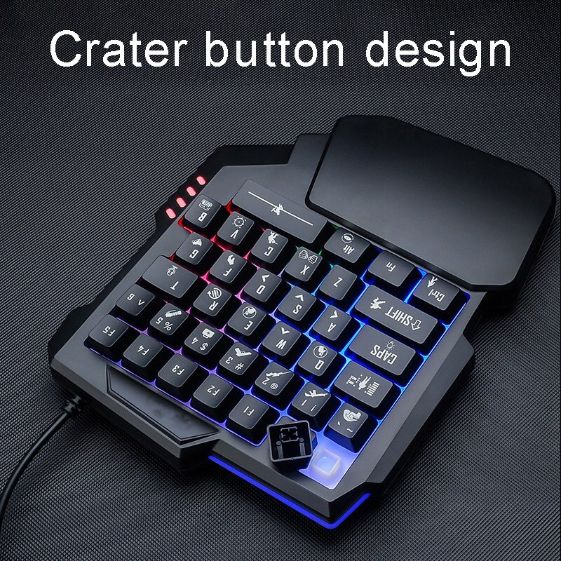 Teclado ergonómico para videojuegos con una sola mano, Mini teclado para jugar, retroiluminado con LED de Color, ideal para juegos de acción de Esports