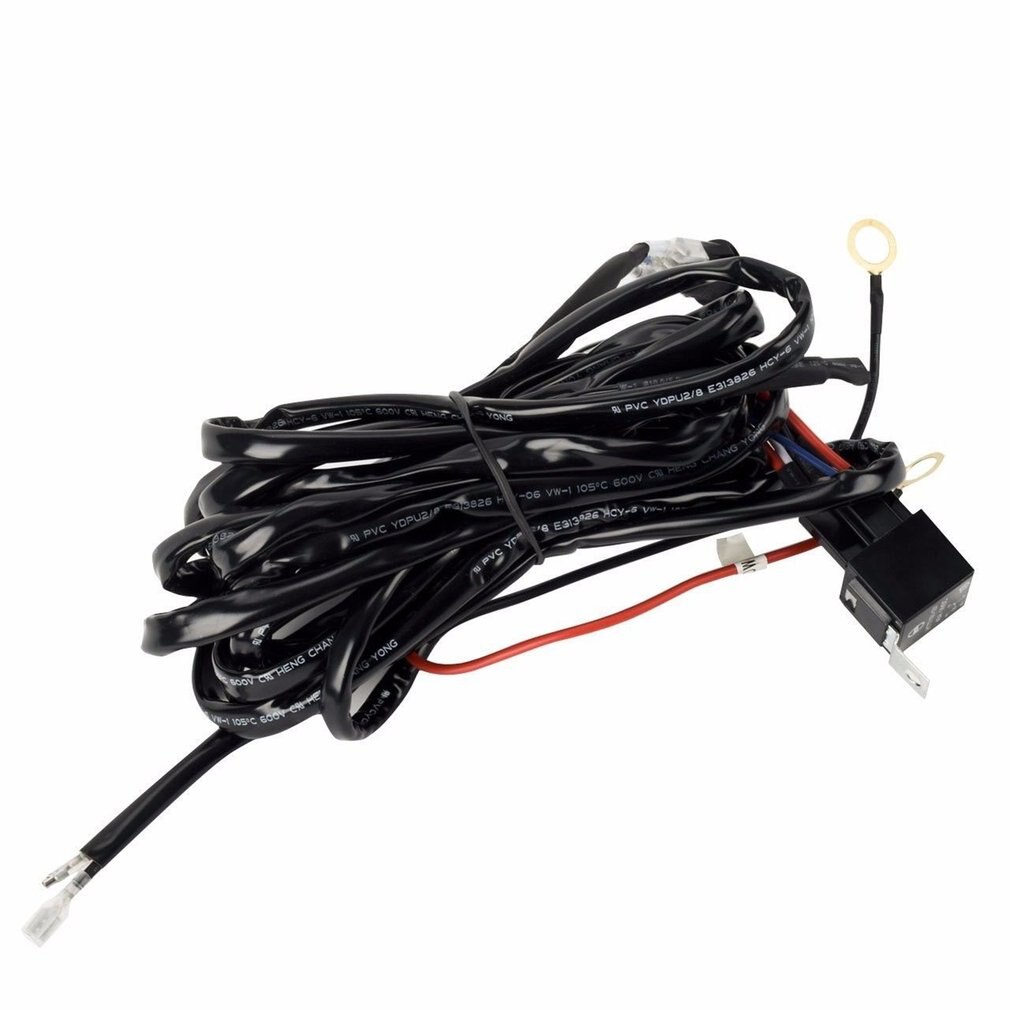 Universal 12V 40A Car Fog Light Wiring Harness Kit Loom For HID Work Driving Light Bar With Fuse And Relay Switch