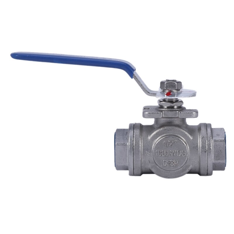 1Pcs DN15 Female 3 Way T-Type 304 Stainless Steel Ball Valve