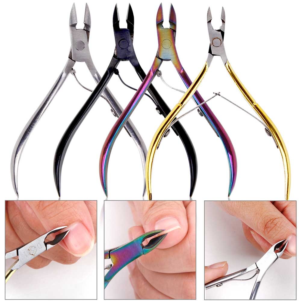 Tijeras de acero inoxidable para cortar cutículas de uñas, cortaúñas para dedos de los pies, cortador de bordes encarnadas, removedor de piel muerta, herramientas de manicura para arte de uñas