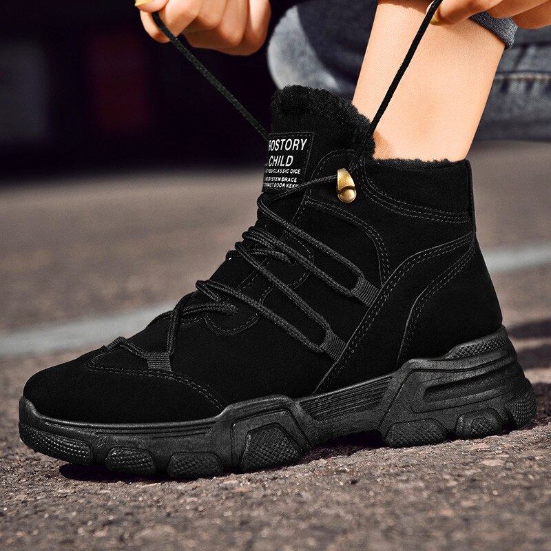 Kvinnor fritidsskor kvinna sneakers trend fritidsstövlar lägenheter vinter zapatillas: Svart / 5