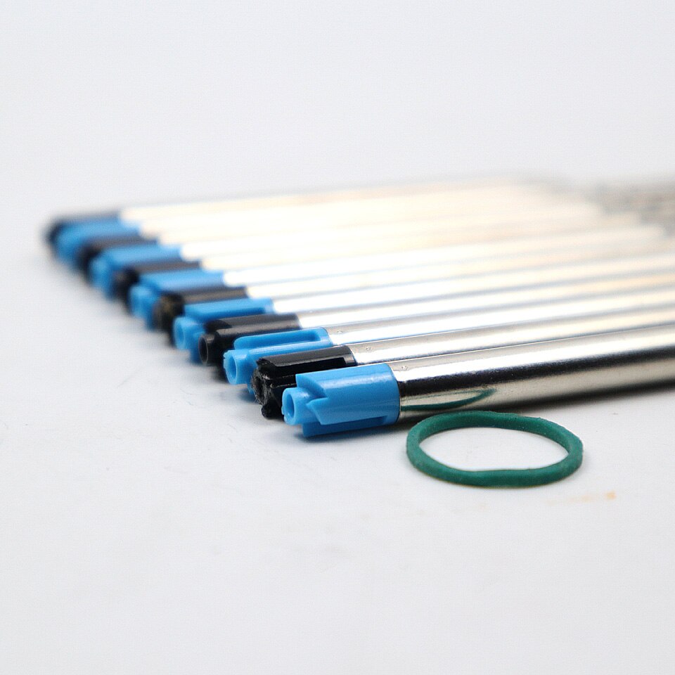 Recarga de caneta esferográfica para escritório, recarga de caneta esferográfica rolo com 9 tamanhos preto/azul de 0.7mm, tinta média, para escola e escritório, papelaria