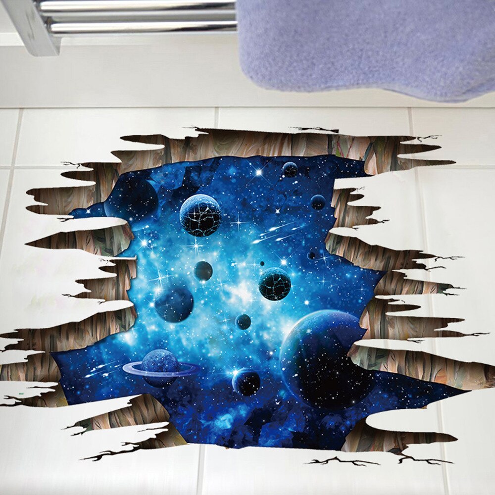 3D Cosmic Space Wall Sticker Galaxy Star Bridge Home Decoration for Kids Room Floor Living Room Wall Decals Home Decor CD