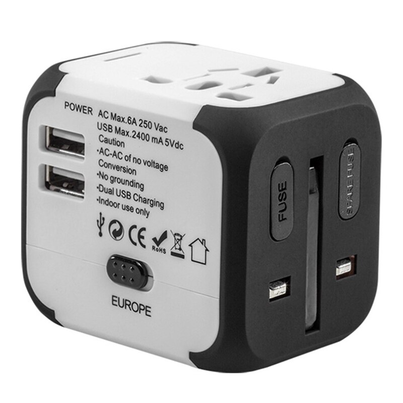 Conversie Socket Conversie Socket Multifunctionele Adapter Voor Meerdere Landen Global Reizen Conversie Socket: Black   White