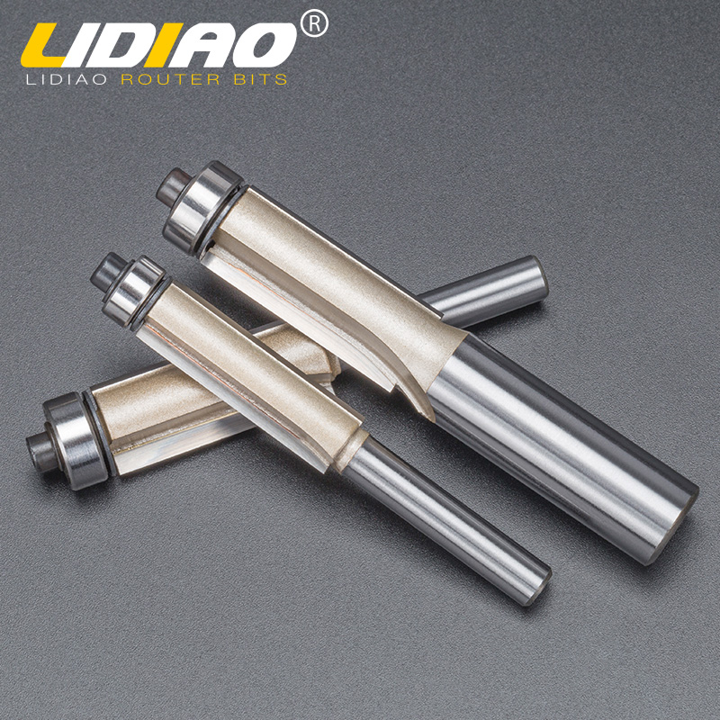 LIDIAO 1pc 1/2 ''1/4'' Schacht Langdurig trimmen beetje met lager Houtbewerking router bit 2 fluit straight bit frees