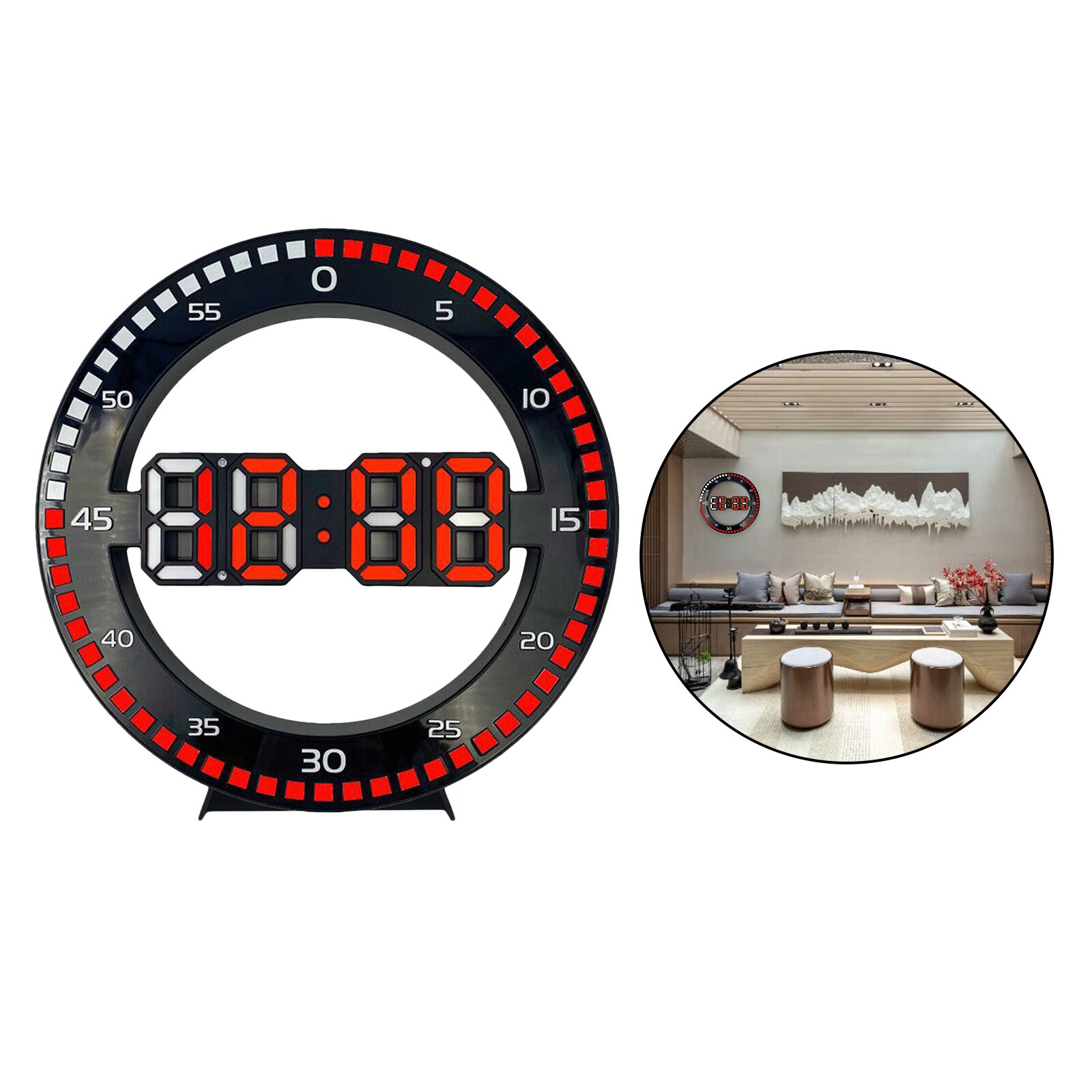 Modern Digital Wall Clock 12/24 Hour Alarm Date Electronic Clock Home Office: Red Count Second