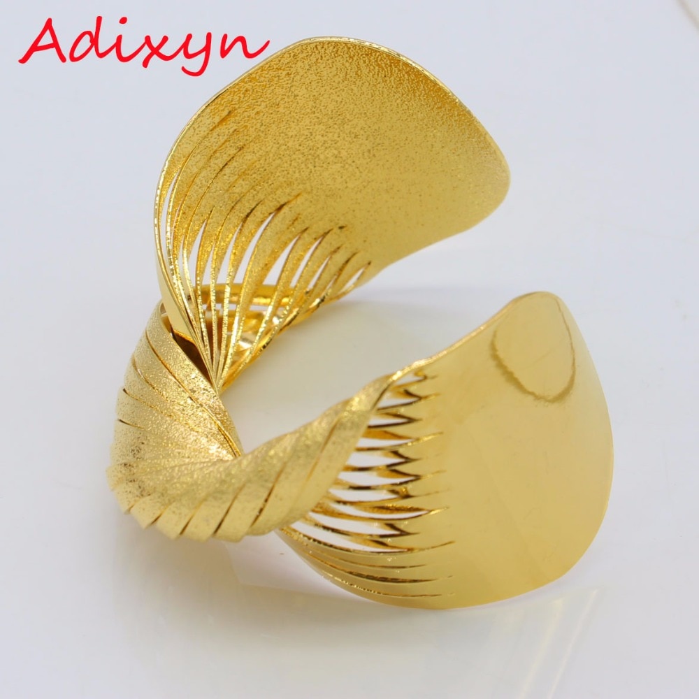 Adixyn-brazalete trenzado de oro para mujer, pulsera de Color dorado y cobre, Dubai, África, boda ancha, Joyería Árabe N01191