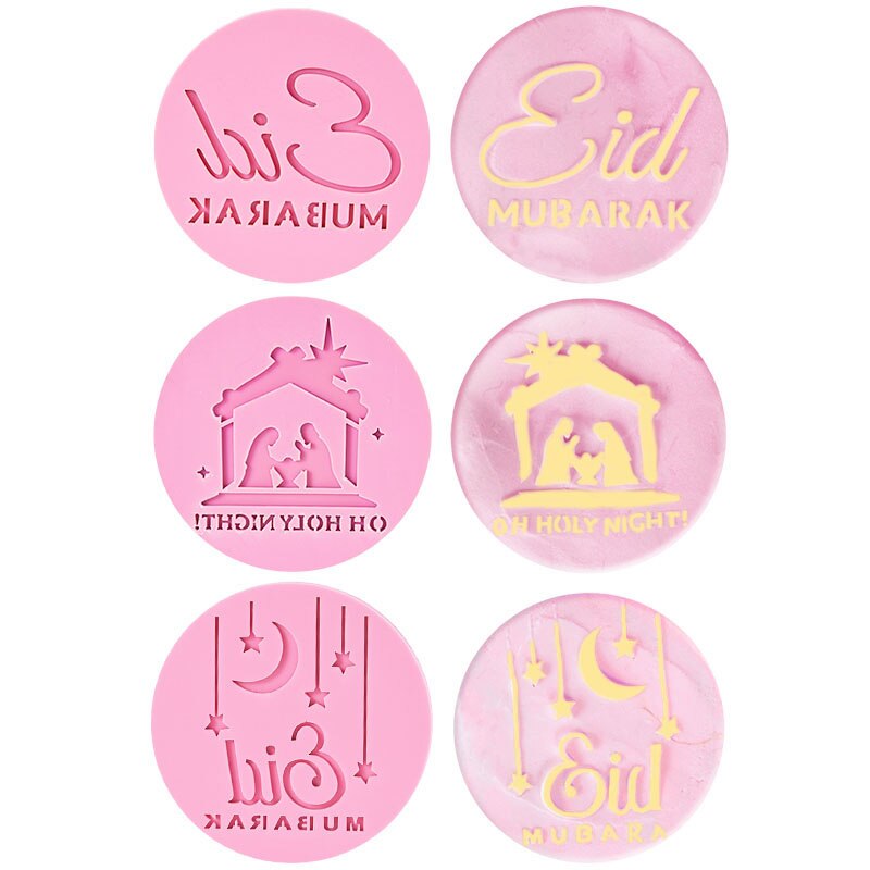 Eid Mubarak – moule à biscuits en relief, coupe-tampon en forme d&#39;étoile et de lune, décoration de fête musulmane du Ramadan, outils de cuisson de gâteaux à faire soi-même, moule à Fondant