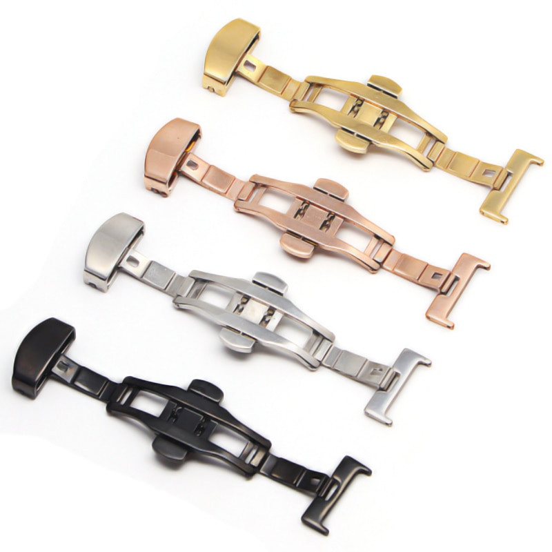 Schmetterling Einsatz Schnalle Automatische Doppel Klicken Edelstahl Spange Band Für Uhr Band 16mm18mm 20mm 22mm Armbinde Verschluss