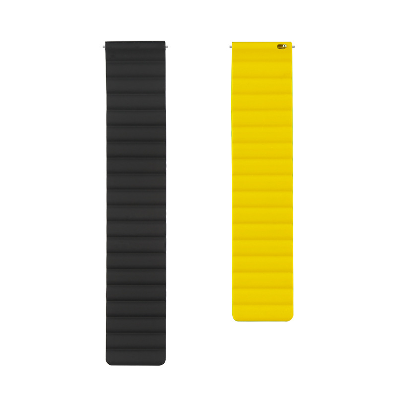 Bracelet en Silicone 20mm 22mm pour Huami Amazfit GTS3 GTS 2e 2 mini / Pace Stratos/ GTR3 GTR/Bip Lite S U, boucle magnétique: 5 Black yellow / For 22mm