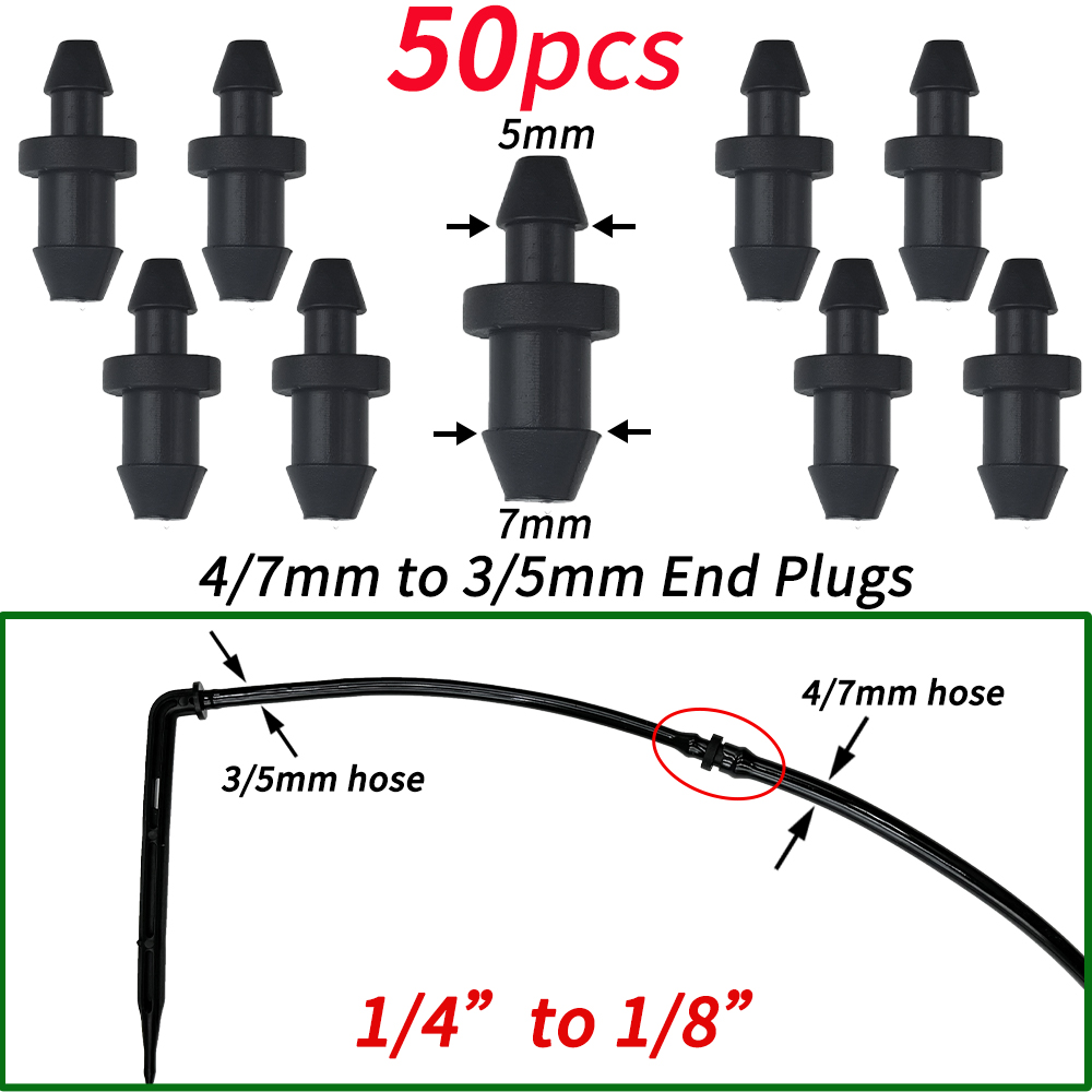 Garden Water Connector Drip Irrigation for 1/4'' & 1/8'' Tubing Hose Accessories Joint Barbed Tees Cross Eng Plug Adaptors: Dark Khaki