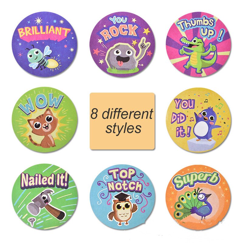 500 Pcs Beloning Stickers Voor Kids Leuke Cartoon Klaslokaal Motivatie Sticker Voor Jongens Meisjes