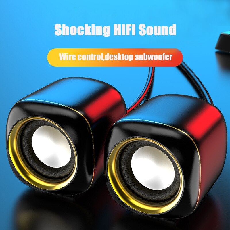 USB Wired Computer Speakers AUX Input Bass Reinforcement Mini Speaker for Laptop Desktop Phone 6W Media Loudspeaker