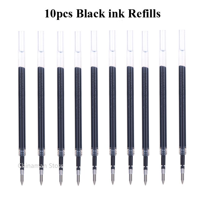 Original Xiaomi Mi Gel Pen 0.5mm Black Refill No Cap Bullet Pen Smooth Switzerland MIKRON Nib Japanese Ink OEM Blue Refills: 10pcs Black Refills