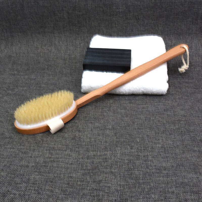 1Pc Gekwalificeerde Douche Borstel Natuurlijke Lange Houten Borstel Massager Bad Douche Terug Spa Afneembare Scrubber