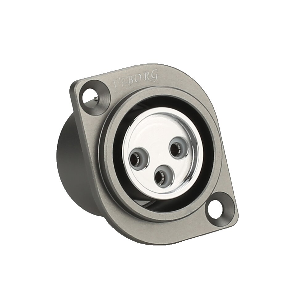 Viborg pure kobber rhodineret xlr 3 pin han hun socket panel mount chassis socket connector adapter ptfe isolator 1pc: Kvinde