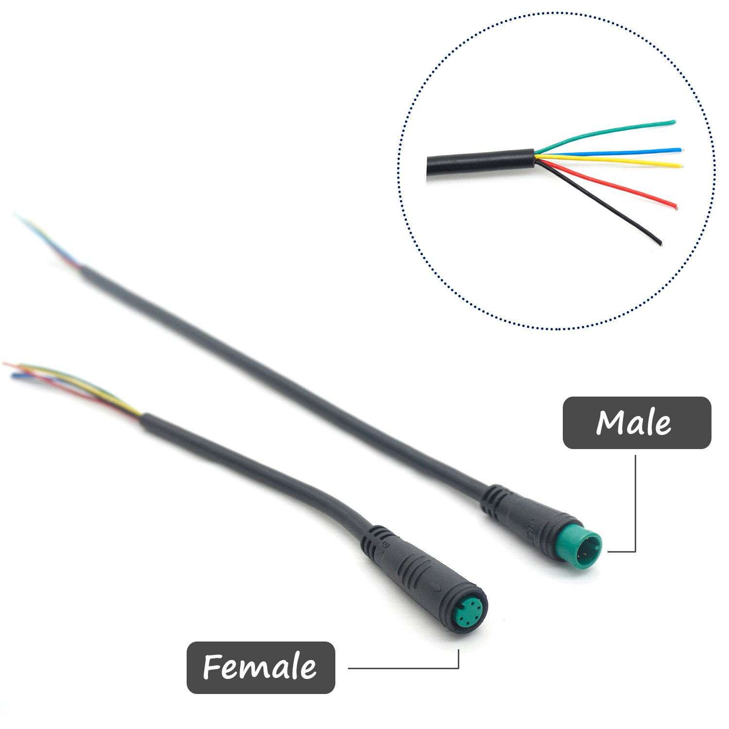 Bollfit julet kabel 2 3 4 5 stift vattentät kontakt elcykel förlängningskabel för ebike light trottle display