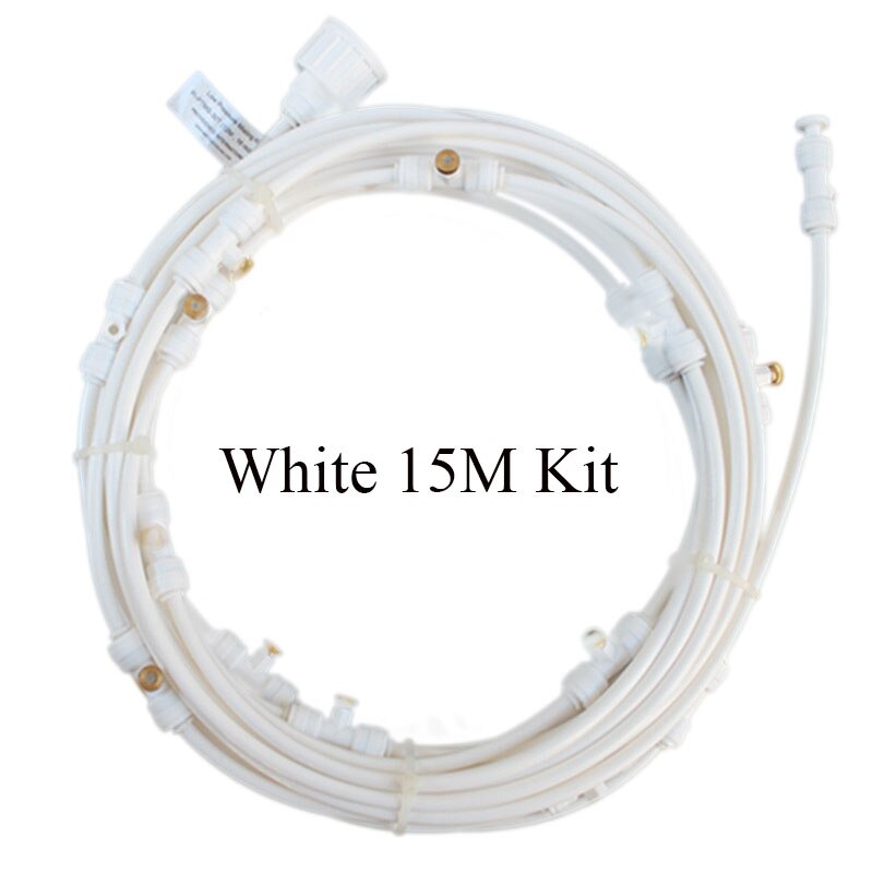 Misting Cooling System Misters For Patio 6M-18M Outdoor Mist Spray Kit +Brass Nozzles 1/4'' Tube Connector3/4'' Garden Watering: 15M White
