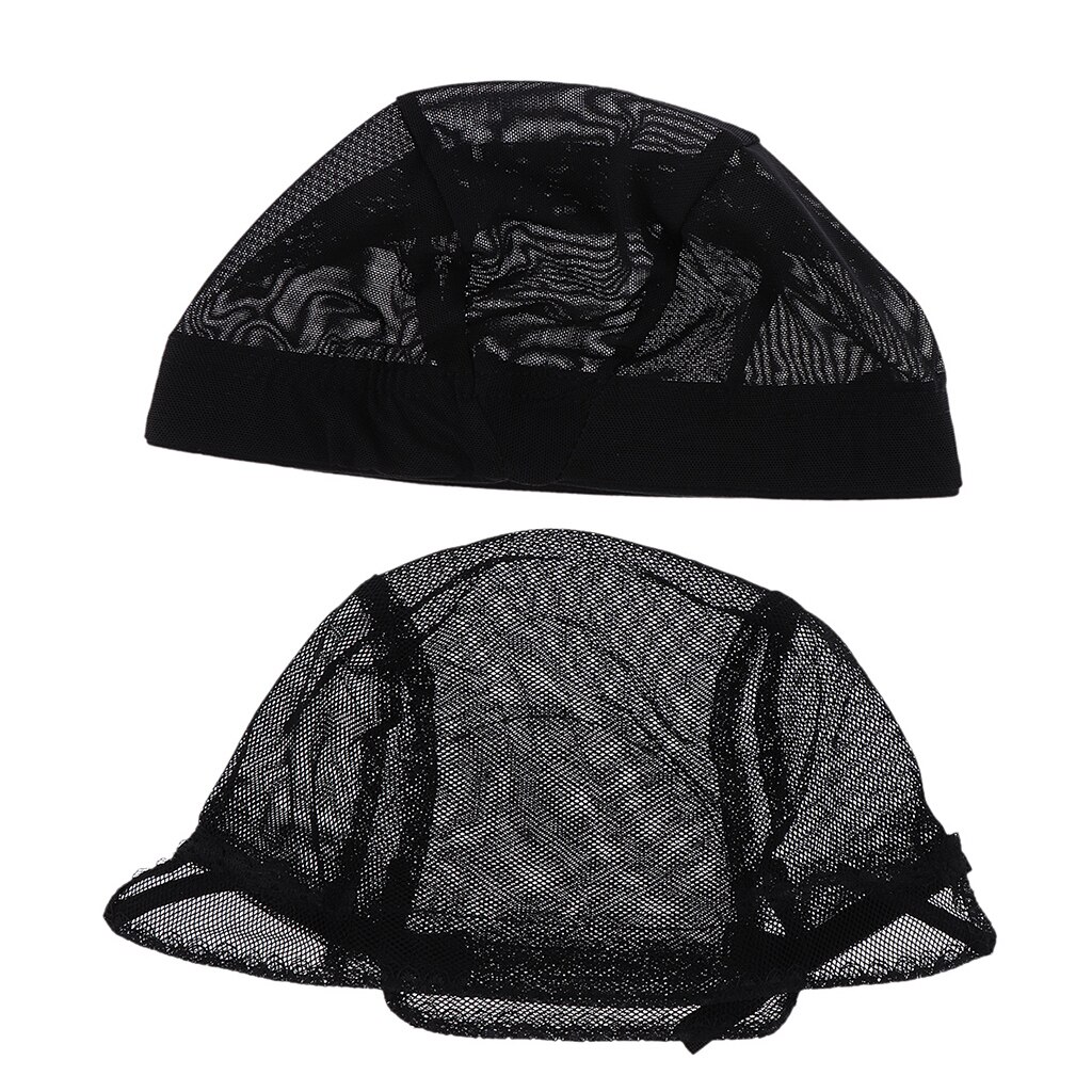 2pcs Adjustable Weaving Net Wig Cap Wig Making Weave Cap Elastic Hair Net Black