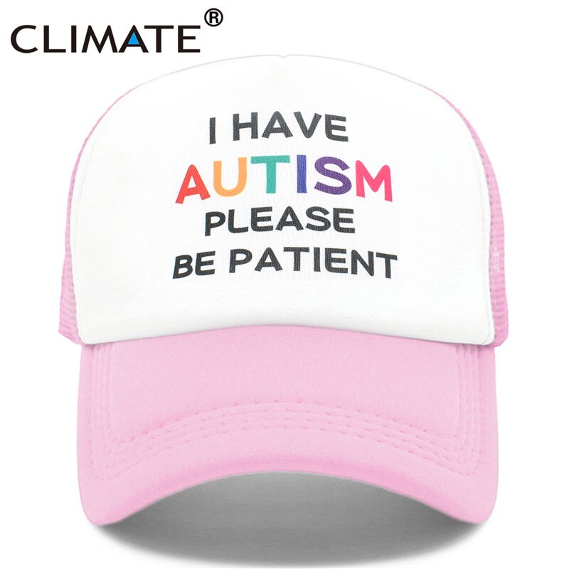 CLIMATE Autism Cap Please Be Patient I Have Autism Trucker Cap Autistic The Good Doctor Shaun Murphy Child Pattern Mesh Cap Caps: Pink / adult 55to58cm Head