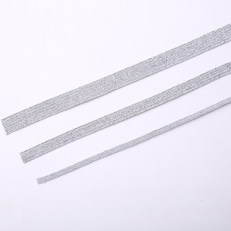 3mm 6mm 9mm 5 yards gillter goud zilver elastische banden spandex rubberen band tailleband stretch touw elastisch lint kant rand: Zilver 5 meter / 9mm