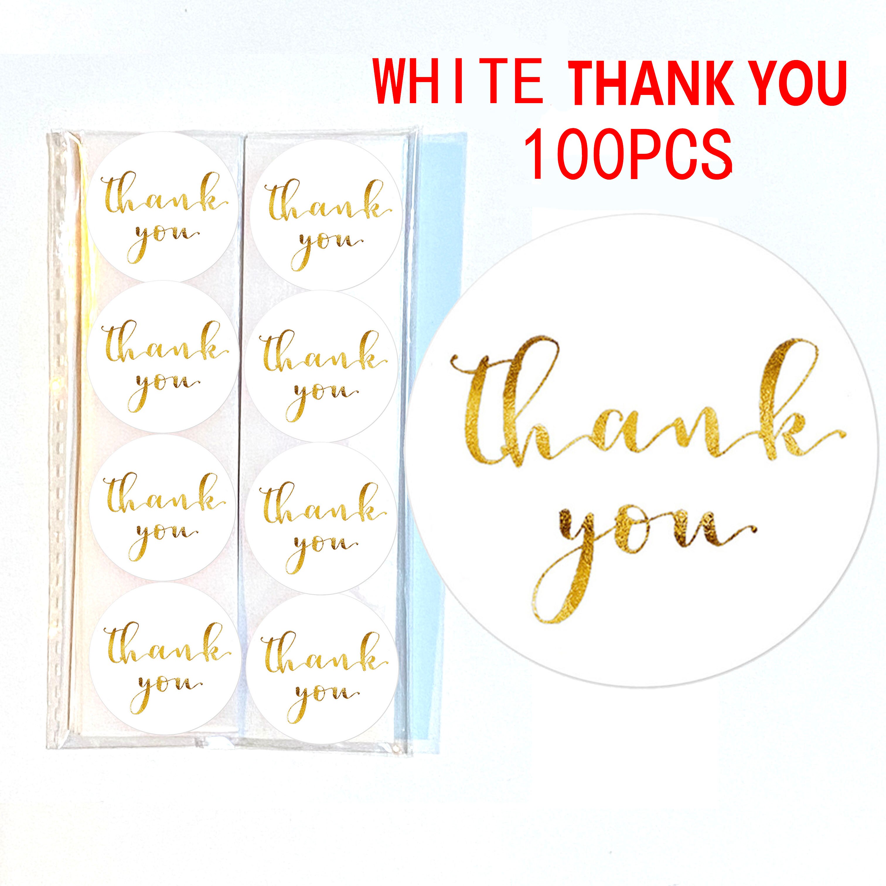 500pcs Thank You Label Sticker Scrapbooking Handmade With Love Envelope Packaging Thank You For Your Order Stickers Business: 100pcs white ty
