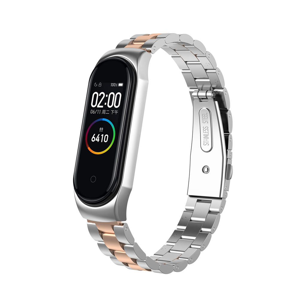 Mi band 4 para Xiaomi mi Band 4 correa de reloj de acero inoxidable para Xiaomi mi Band 3 pulsera inteligente Accessoriess + caja de Metal