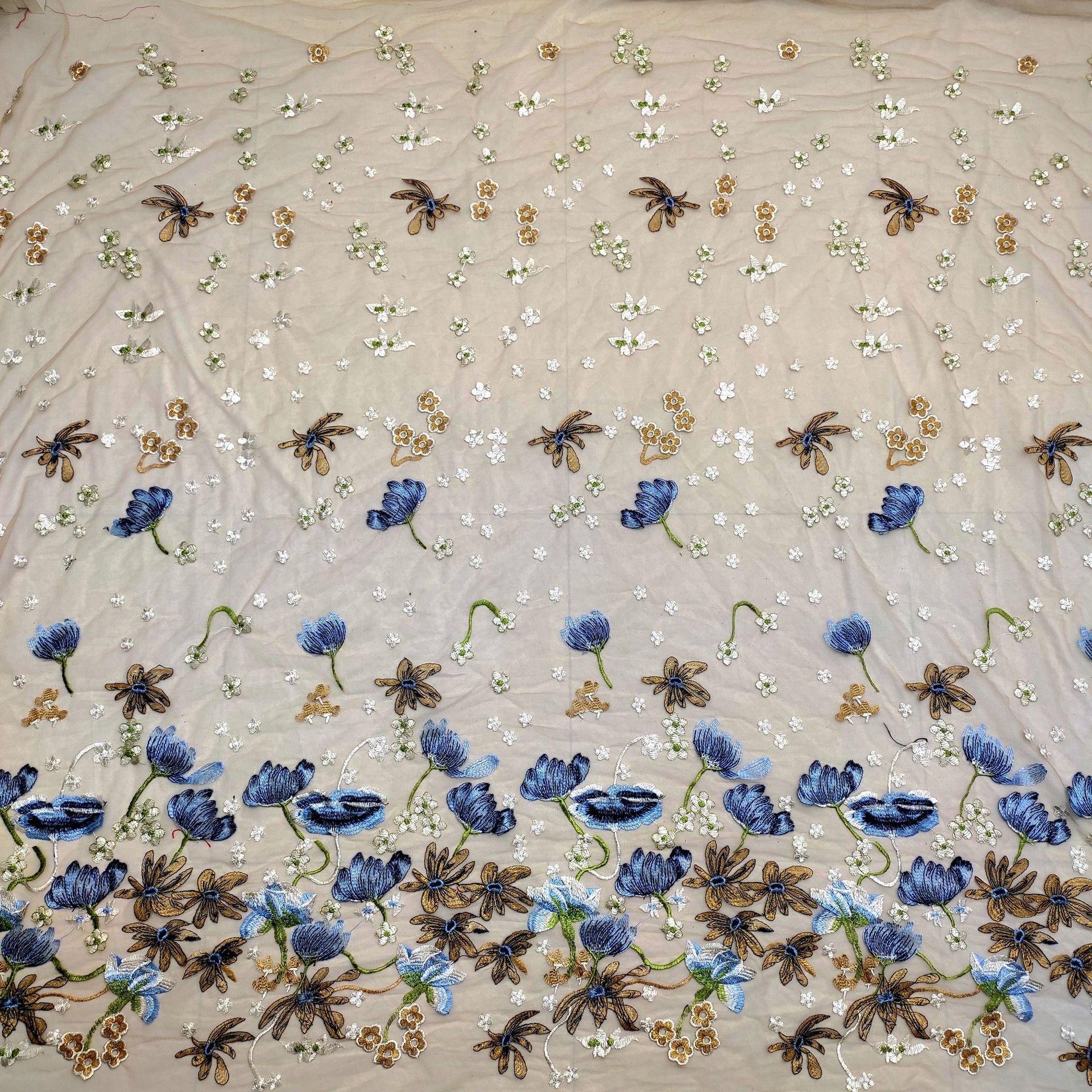 Embroidery Floral Tulle Lace Fabric Bridal Wedding Dress Materials Cloth Crafts By Yard Sew Handmade