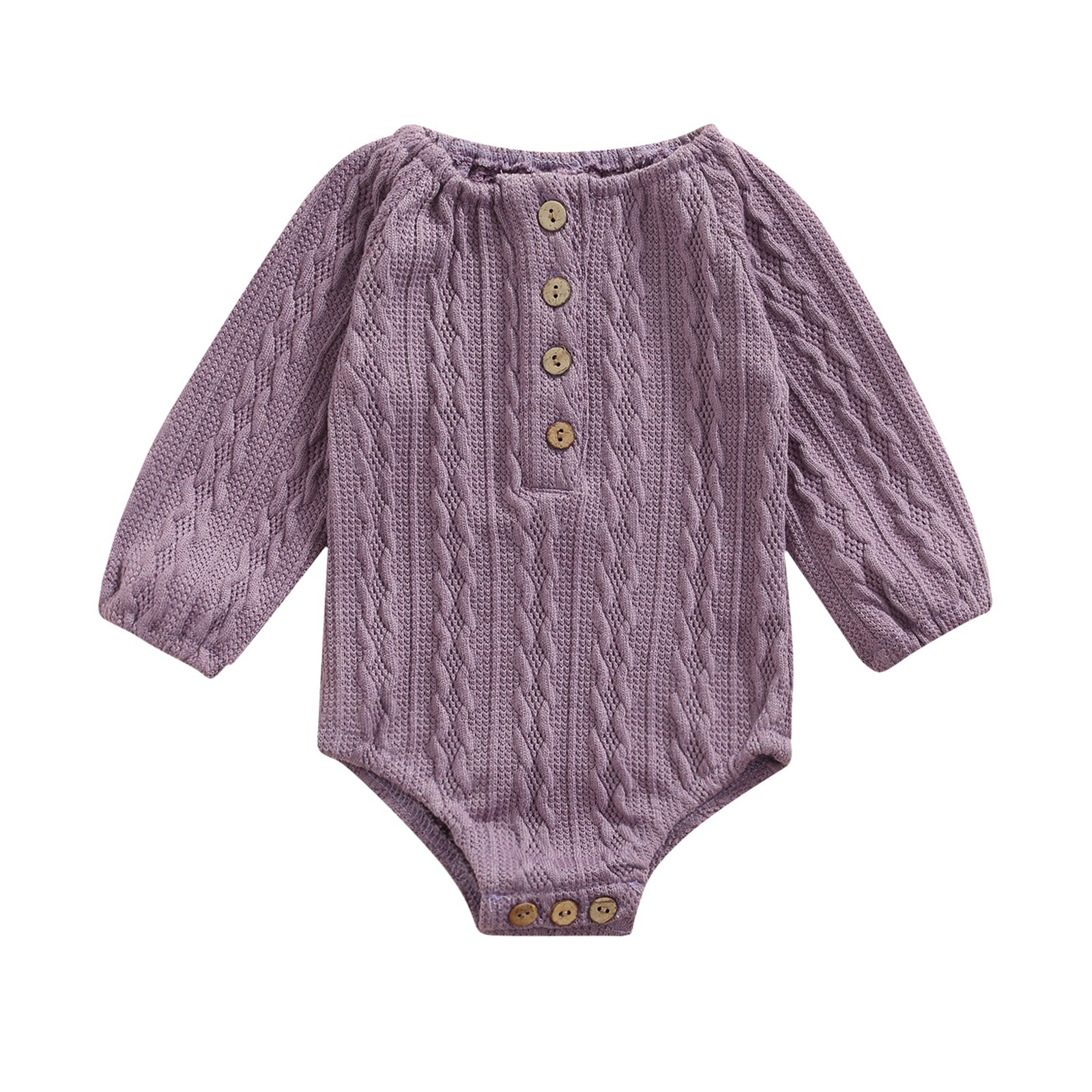 Herbstliche babykleidung für neugeborene, jungen und mädchen: einfarbiger strickbody aus baumwolle, langärmeliger Baby-Overall, süße babykleidung: Lila / 18m