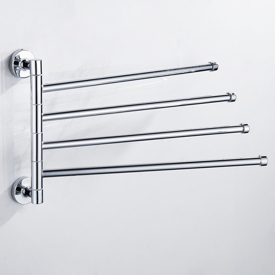 Stainless Steel Swing Arm Towel Holder 2/3/4 Arm Wall Mounted Swivel Towel Holder Durable Bathroom Storage Hardware: 4 arm