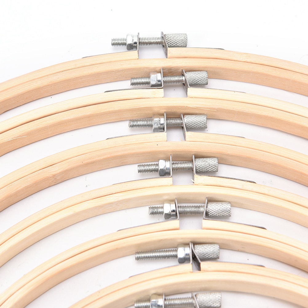 Bambus træ broderi ring ringe broderi hoop ramme sæt til gør-det-selv-korssting nåle håndværksværktøj dia 8cm-40cm