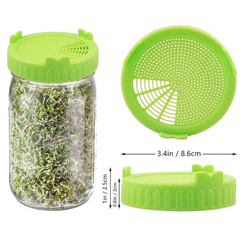 86mm Wide Mouth Plastic Mason Jar Sprouting Lid Food Grade Mesh Sprout Cover Seed Crop Germination Vegetable Silicone Sealing