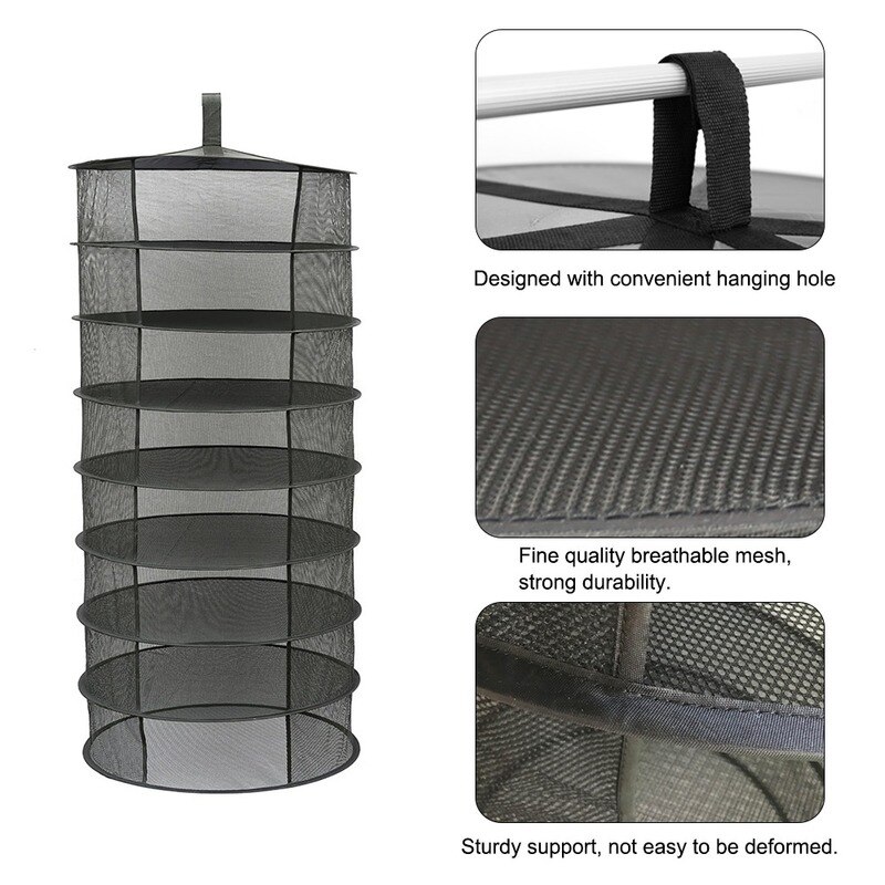 Kruid Drogen Netto 4/6/8 Lagen Opvouwbare Stof Visnet Opknoping Mand Droog Rek Zak Mesh Droger Voor Kruiden bloemen Planten Knoppen