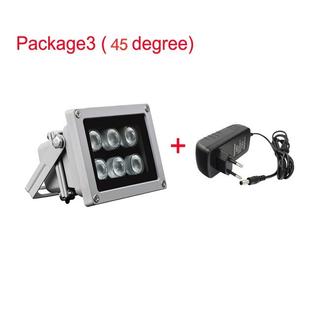 Luz infrarroja con 6 luces LED de visión nocturna, 50M, 850nm, lámpara iluminadora de aluminio para cámara de seguridad IP CCTV con potencia de 12V 2a: package 3