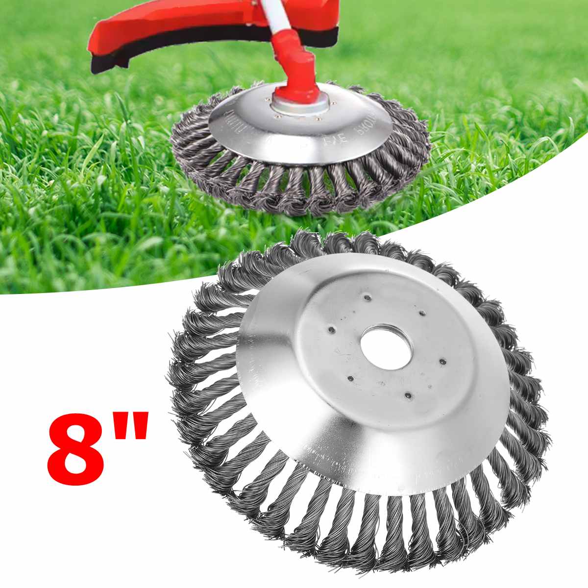 8 zoll Universal- Rasenmäihr Gras Trimmer Kopf Twist Knoten Pinsel Stahl Draht Rad Pinsel Rabatt Garten Werkzeuge für Rasenmäihr